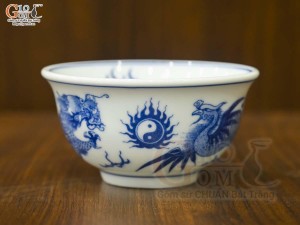 Bát thờ men lam cổ Rồng Phượng Như Ý