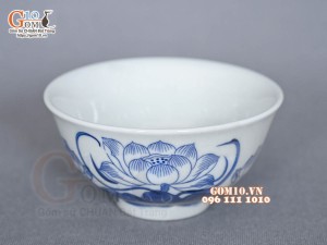 Bát thờ men lam vẽ hoa Sen Đại Cát