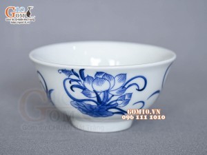 Bát thờ men lam vẽ hoa Sen Đại Cát