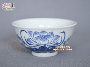 Bát thờ men lam vẽ hoa Sen Đại Cát
