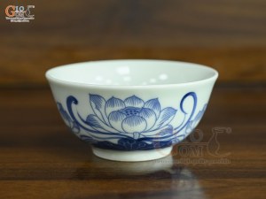 Bát thờ men lam vẽ hoa Sen Đại Cát