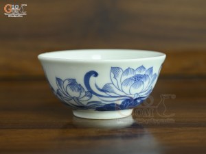 Bát thờ men lam vẽ hoa Sen Đại Cát