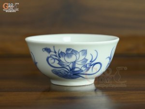 Bát thờ men lam vẽ hoa Sen Đại Cát