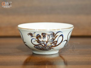 Bát thờ men lam vẽ hoa Sen Đại Cát vẽ vàng