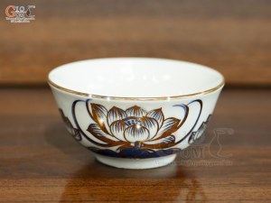 Bát thờ men lam vẽ hoa Sen Đại Cát vẽ vàng