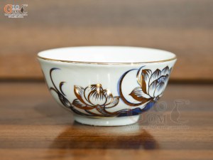Bát thờ men lam vẽ hoa Sen Đại Cát vẽ vàng