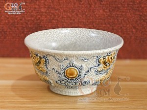 Bát thờ men rạn đắp nổi Rồng Như Ý