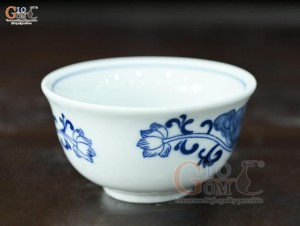 Bát thờ men trắng họa tiết hoa Sen Tài Lộc