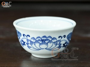 Bát thờ men trắng họa tiết hoa Sen Tài Lộc