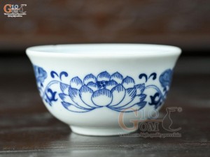 Bát thờ men trắng họa tiết hoa Sen Tài Lộc