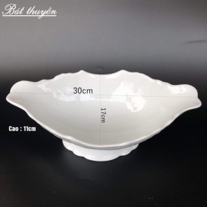 Bát thuyền men trắng 30x17cm