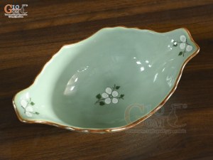 Bát thuyền sâu ngọc thanh dương vẽ hoa Đào, 30x17cm