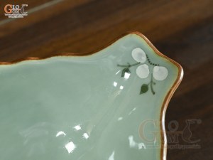 Bát thuyền sâu ngọc thanh dương vẽ hoa Đào, 30x17cm