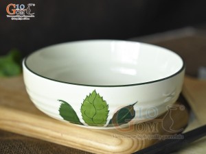 Bát tô bệt men kem vẽ Ngò gai, đường kính 14cm