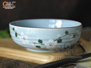 Bát tô bệt Ngọc Thanh Dương vẽ hoa Đào, đường kính 14cm