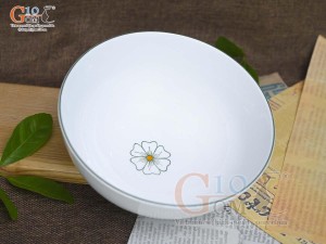 Bát tô cao men trắng vẽ ngàn hoa, đường kính 18cm