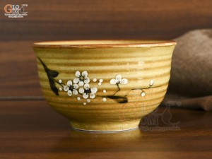 Bát tô cối Hoàng thổ họa tiết Hoa Đào, đường kính 15cm