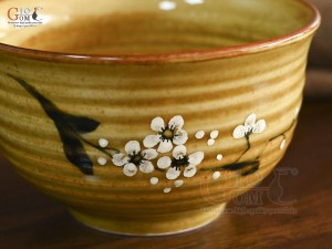 Bát tô cối Hoàng thổ họa tiết Hoa Đào, đường kính 15cm