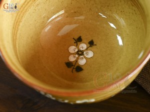 Bát tô cối Hoàng thổ họa tiết Hoa Đào, đường kính 15cm