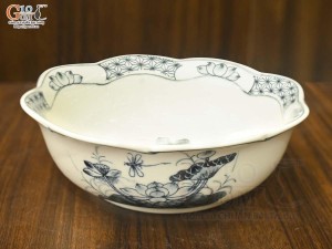 Bát tô hoa men chàm vẽ hoa Sen đen, đường kính 20cm