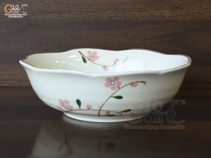 Bát tô hoa men kem vẽ hoa Đào phai, đường kính 20cm