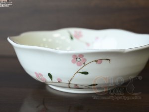 Bát tô hoa men kem vẽ hoa Đào phai, đường kính 20cm