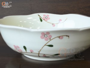 Bát tô hoa men kem vẽ hoa Đào phai, đường kính 20cm