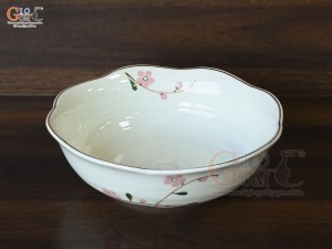Bát tô hoa men kem vẽ hoa Đào phai, đường kính 20cm