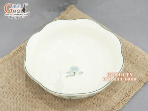 Bát tô hoa men kem vẽ Sen xanh, đường kính 20cm