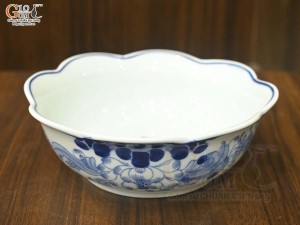 Bát tô hoa men lam cổ vẽ hoa Sen dây, đường kính 20cm