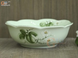 Bát tô hoa men ngọc vẽ hoa Bưởi trắng, đường kính 19cm