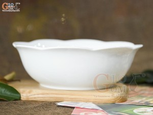Bát tô hoa men trắng, đường kính 18cm