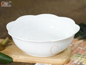 Bát tô hoa men trắng, đường kính 18cm