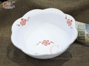 Bát tô hoa men trắng vẽ hoa Đào đỏ, đường kính 22cm