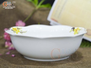 Bát tô hoa men trắng vẽ hoa Mai vàng, đường kính 22cm