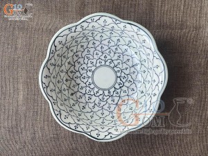Bát tô hoa xanh đồng vẽ bèo, đường kính 18cm