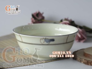 Bát tô loe men kem vẽ Cà rốt, đường kính 19cm