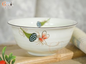 Bát tô loe men kem vẽ Chuồn Sen, đường kính 16cm