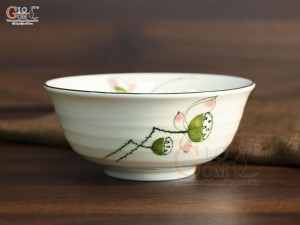 Bát tô loe men kem vẽ đài Sen, đường kính 16cm