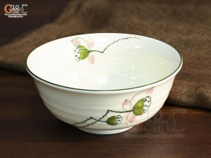 Bát tô loe men kem vẽ đài Sen, đường kính 16cm