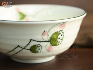 Bát tô loe men kem vẽ đài Sen, đường kính 16cm