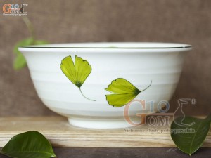 Bát tô loe men kem vẽ lá Như Ý, đường kính 16cm