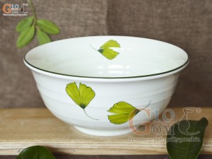 Bát tô loe men kem vẽ lá Như Ý, đường kính 16cm