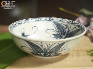 Bát tô loe men rạn cổ họa tiết chuồn khoai, đường kính 16cm