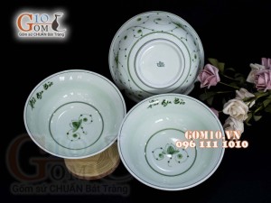 Bát tô men cổ vẽ hoa sắt, in logo thương hiệu