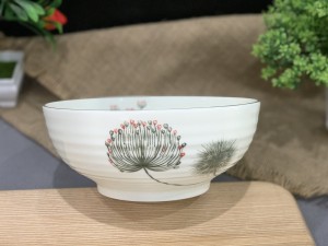 Bát tô men kem vẽ bồ công anh, 18cm