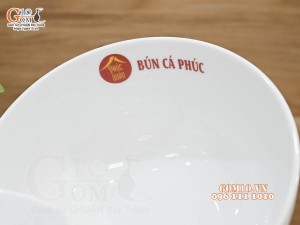 Bát tô men men trắng in logo Bún Cá Phúc