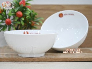 Bát tô men men trắng in logo Bún Cá Phúc