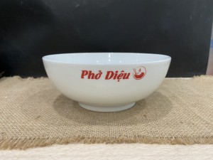 Bát tô nông men trắng đường kính 18cm, in logo