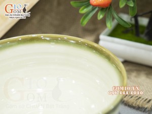 Bát tô men vuốt vẽ tre xanh, đường kính 18cm
